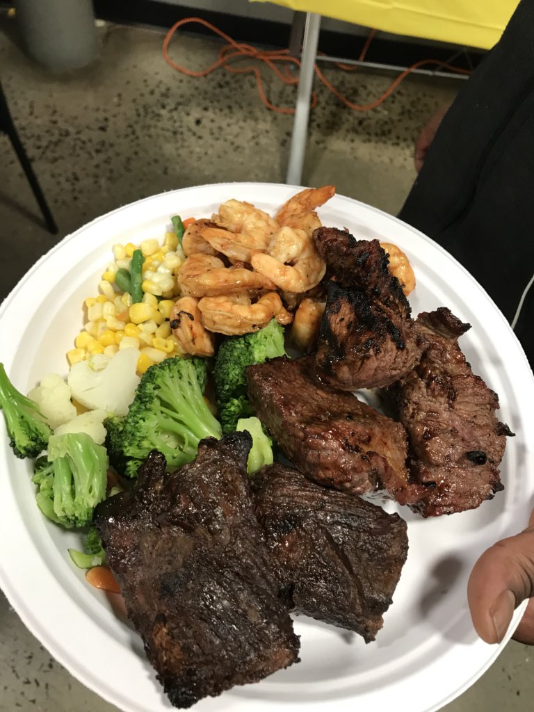 CCardelfe's tweet photo. Taking care of our hard working freight team, nothing but the best for the best, steak, shrimp, steamed vegetables, https://t.co/3DbjTn4PNP