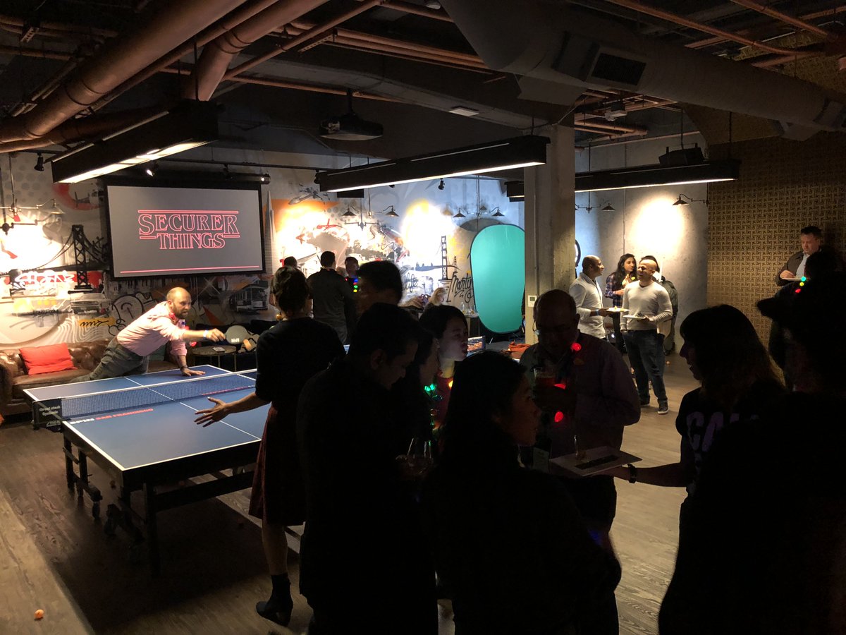 threatstack's tweet photo. The Upside Down Party is happening right here, right now at SPiN San Francisco! It's not too late to join - come on by! @threatstack & @OpsGenie #securerthings #cloudsecurity https://t.co/1seMSflbTC
