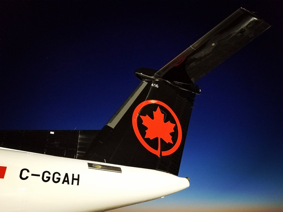 ArtoftheSkies's tweet photo. Challenge Accepted @afterburner27!!! .. another pretty little #ACJAZZ #Dash8 #Q400 dropped by #CYSB tonight after the storm... #aircanada #avgeek https://t.co/8VrgM0UizS