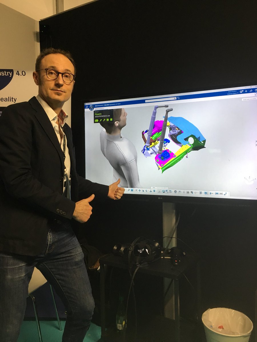 iVEvangelist's tweet photo. #DELMIA v6 aka #3DEXPERIENCE at #Haption #LavalVirtual live immersive ergonomics with @htcvive #MustTry https://t.co/X7iJZeZDzU