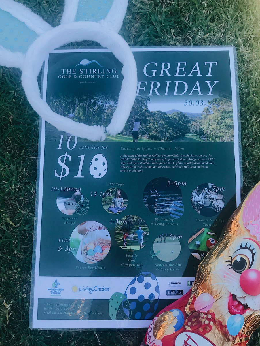 Our bunnies are ready for GREAT Friday! Make sure you &amp; your family are by purchasing your 10 Activities for $10 tickets 🐰
Activities range from Easter egg Hunts &amp; Fly Fishing to Bridge for Beginners &amp; Yoga! Don’t miss out!

#Adelaide #ADELHills #SouthAustralia #Easter #Stirling