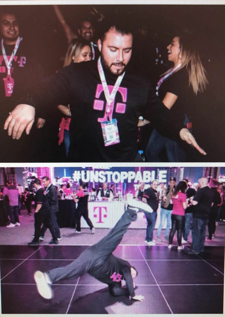 MLara1320's tweet photo. Having some fun at the #UnstoppableTour
Came across this pic and had to post!
Now back to being #CustomerObsessed and #DigitallyAccelerated #tmwireless #tmobile #tmob #magenta #Bboy https://t.co/FmQHExN9XA