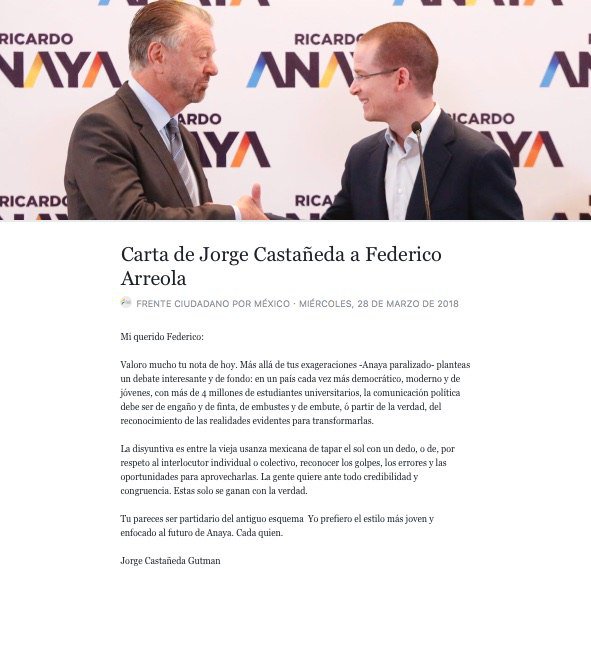 Carta de <a href="/JorgeGCastaneda/">Jorge Castañeda</a> para <a href="/FedericoArreola/">Federico Arreola</a>