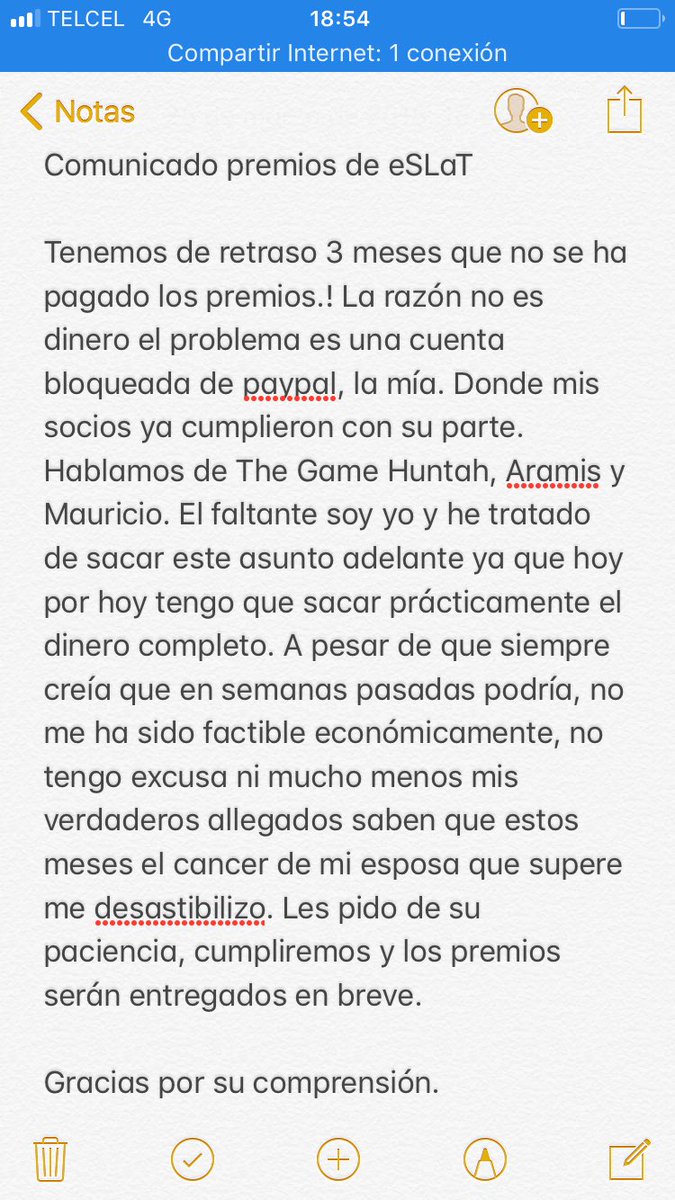 Comunicado sobre los premios de <a href="/eSLaT_Gaming/">eSLaT</a> qué hemos tardado ya 3 meses y no se han entregado.!