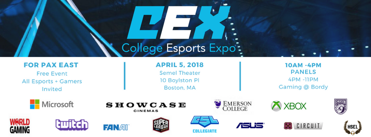 CollegeEsportsX's tweet photo. Seven days until #Paxeast2018 and the day that could change the life of every college student aspiring to go pro as a gamer or run a billion dollar esports company https://t.co/Agam6BZNws sign up now before #FOMO kicks in
#cex2018 #eSports https://t.co/dZ7rpApLDO