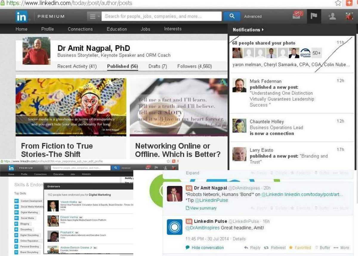 DrAmitInspires's tweet photo. #DigitalIsMagical 

Surprise 17 of #50Surprises 

From shares to appreciation for blog headline and loads of skill endorsements, LinkedIn keeps throwing one surprise after another 
(68 shares of post).

#DigitalMarketing #LinkedIn #ADecadeinDigital https://t.co/SlqHSm9kYV