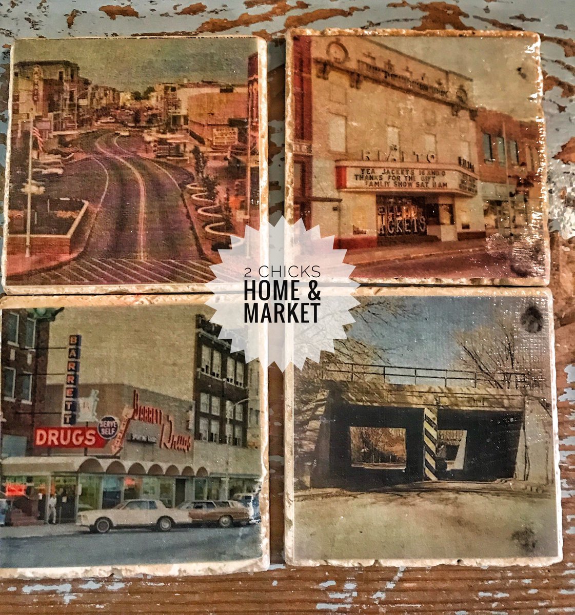 Coaster sets are back in stock!  Parker was busy over Spring Break and we have several Denison options plus some cute animal theme options, too! $15.00/set.  These go fast!  #2chickshomeandmarket #denisontx #denisonmainstreet #denisonmainstreet300block #denisonlive 
.
.