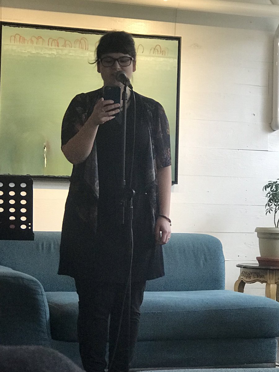 thetheatregirl's tweet image. @brittni_in_ink reading from #ThePatchProject at @greenbeancoffee for her official book launch!!
#novels #localauthor #postApocalyptic #novella 
So proud of my dear, dear friend ❤️