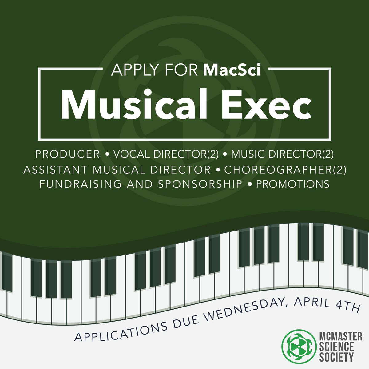 MacSci's tweet image. Applications for the Science Musical Executive are now open!

Apply Now: buff.ly/2pGzIXq

If you&apos;re interested in playing a big role in the production of next year&apos;s musical, this is your opportunity.