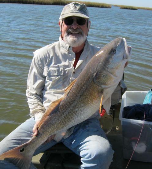 Member lakekelly with a monster red fish, 'I was near to calling it quits for the day when WHAM! - my line was off and running.' #texasfish #fishing #redfish