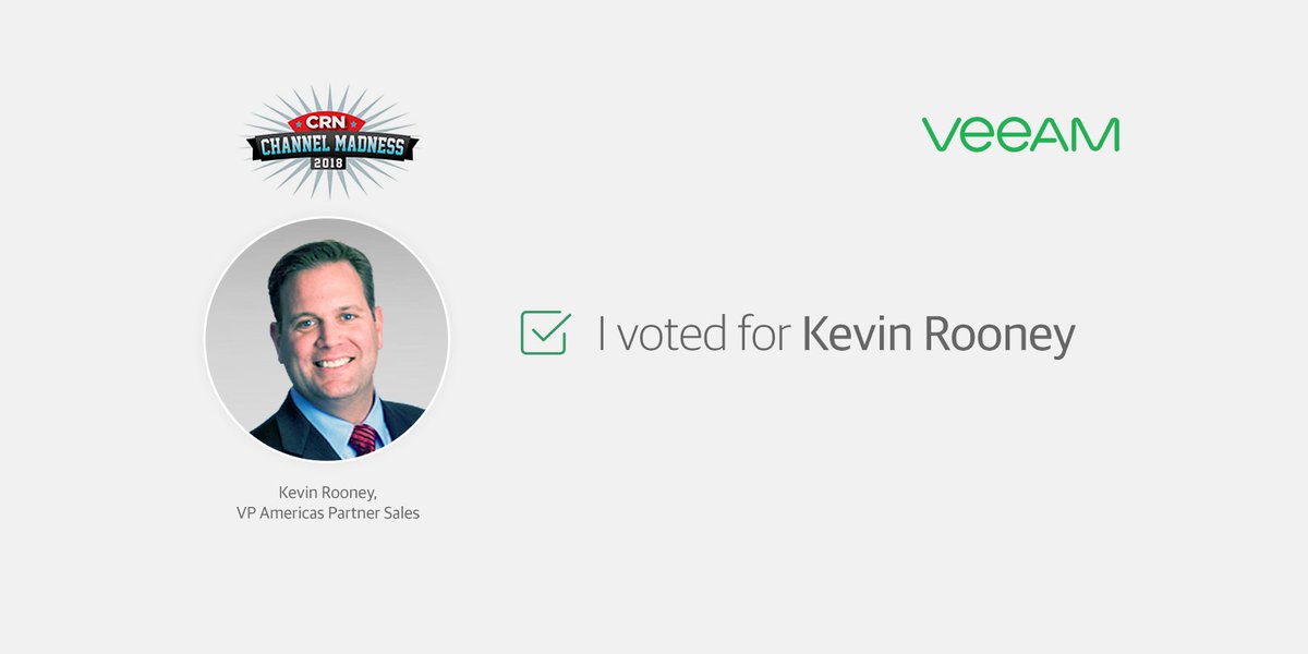 KellyJoSmith's tweet photo. Help me send @Veeam's @KMRooney into the semifinals of @CRN's #ChannelMadness Tournament! Voting is UNLIMITED. https://t.co/BTp3yyLvJF https://t.co/nAAaAIfQym