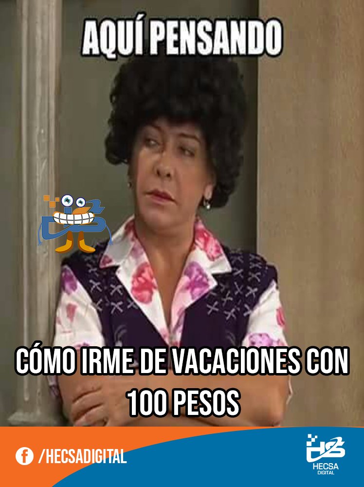 hectorlunap's tweet photo. Aquí pensando cómo irme de vacaciones con 100 pesos 😰

#semanasanta #felizmiercoles #miercolessanto #felicesvacaciones #creatividadsinlimites #creatividades #creatividadmexicana #creatividadalmaximo #emprender #divertido https://t.co/z1yA0yVmii