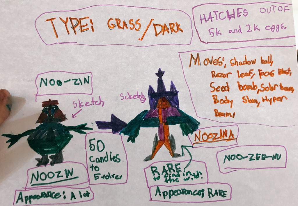 ANewDayLearning's tweet photo. @NianticLabs, my 9 year old designed a new Pokémon! Check it out! #PokemonGO https://t.co/ifGkRfV0Mh