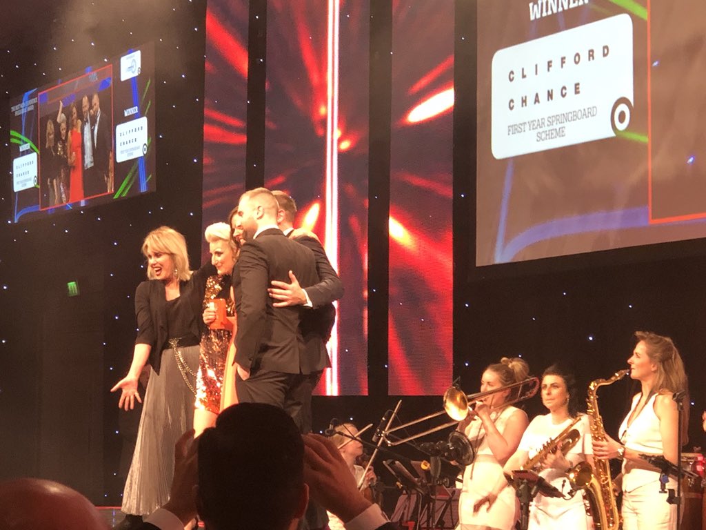 pridecareers's tweet photo. Joanna Lumley presenting our @studentpride gold sponsors @tjawards #TJawards2018 winners of best work experience programme https://t.co/d3Zj77I13I