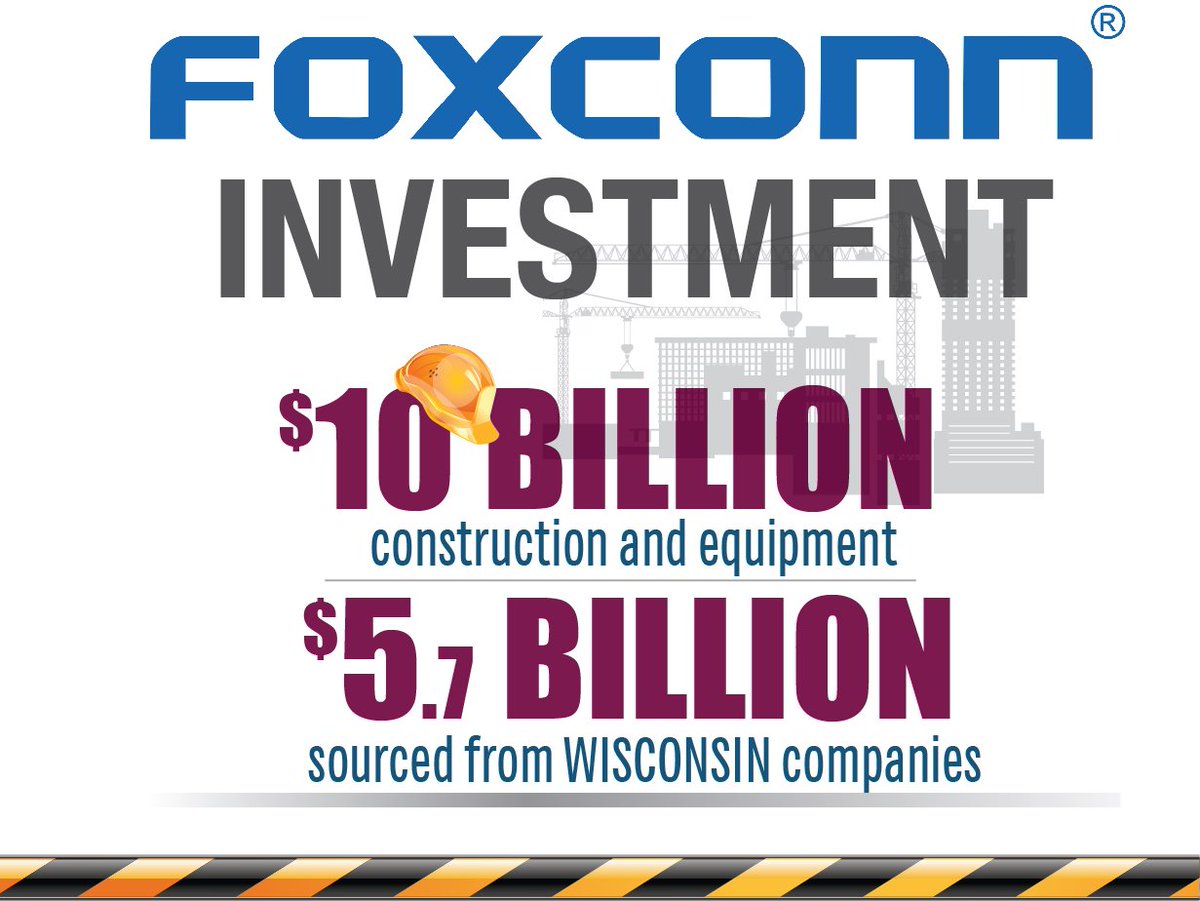 WEDCNews's tweet photo. Construction of #Foxconn's campus in Wisconsin expected to bring in $5 billion in business annually for subcontractors &amp; suppliers. Learn more about those opportunities at one of 12 info sessions statewide. Register here: https://t.co/FD2Edd7jA5
#WisconnValley #WIWorking https://t.co/mwJigIWAKP
