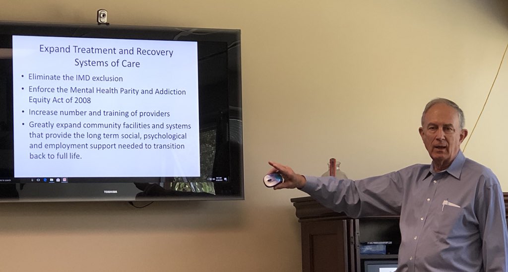 Kim_Moore_East's tweet image. Great meeting with 7 county health directors from Sandhills area. Jim presented about the #opioidcrisis to very engaged group. Lots of support for providing #healthcare via #HB662 #CarolinaCares.  Need to encourage #NCGA to enact legislation during short session, starting May 16!