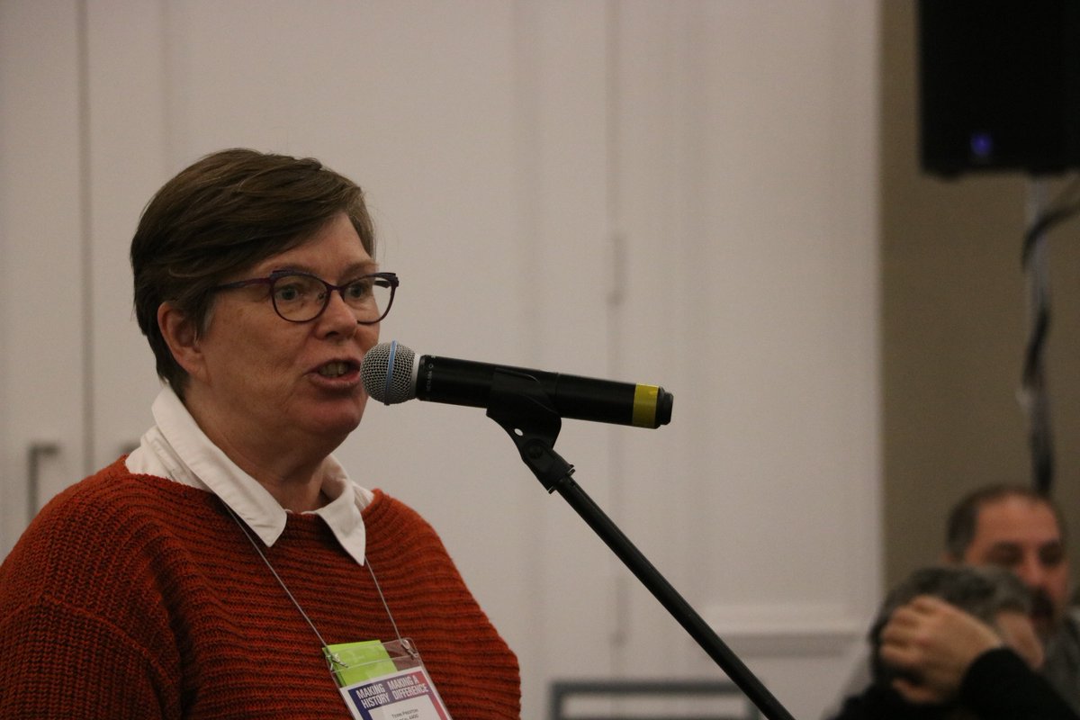 CUPEOntario's tweet photo. @CUPEOntario Secretary-Treasurer @CandaceRennick congratulates education workers for all their hard work in forming the #OSBCU, swears in the new council, &amp; bids the #OSBCC a fond farewell. 👏 https://t.co/JALhs207jz