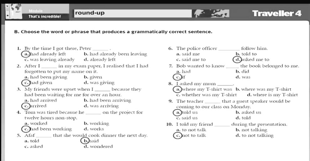 Choose the correct sentence حل