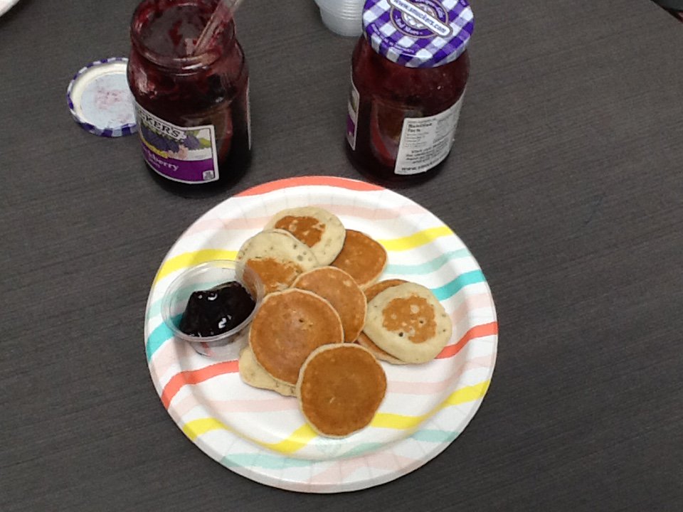 HuggerSpecials's tweet photo. "Dewberry" syrup with pancakes for our #BayouMagic book club snack! Thanks @jewell_p_rhodes for the inspiration! #AinA18 #MrsPosnerPicks #kidlit https://t.co/cgBx3gWSOw