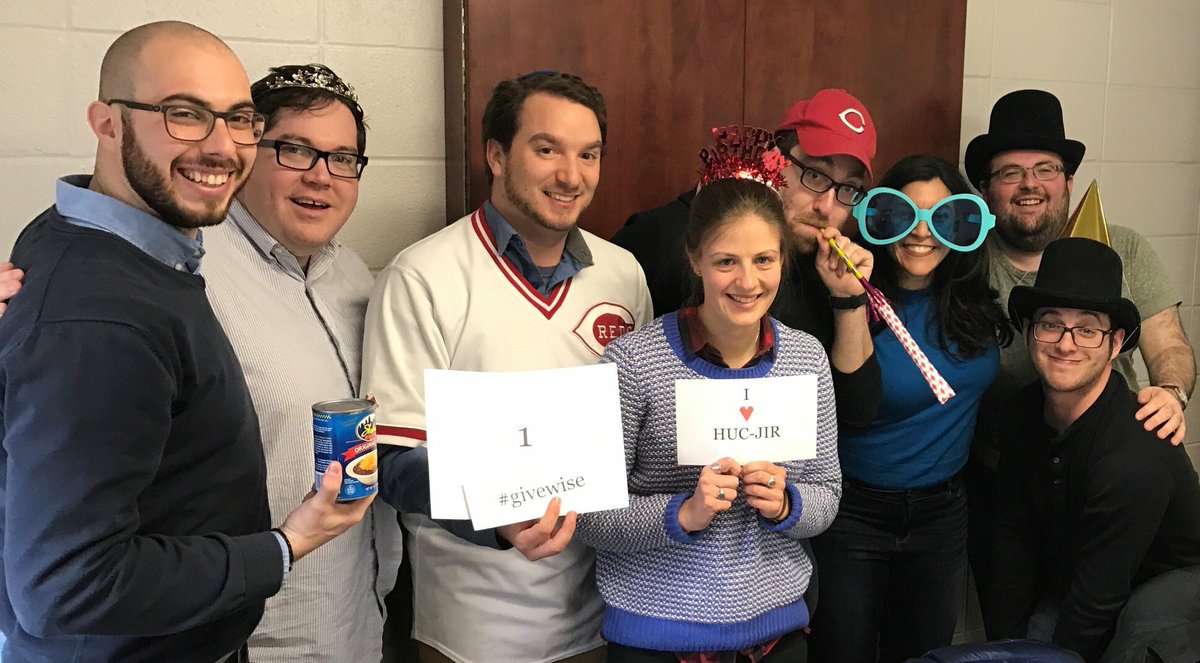 HUCinci's tweet photo. Red's opening day may be delayed until Friday, but Rabbi Wise's 199th birthday celebration will still go on! Pictured here is the 3rd year Rabbinical school class ready to celebrate! #GiveWise https://t.co/9WeE8K48hY