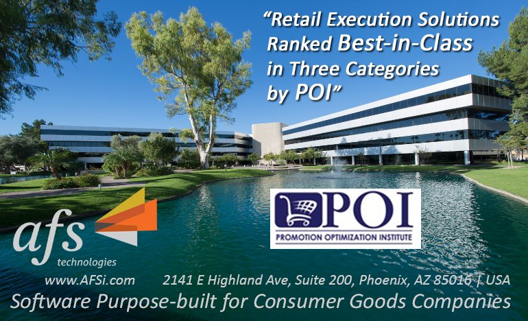 AFSTechnologies's tweet photo. AFS Retail Execution Solutions "Best in Class" in Three Categories by POI. #SFA #merchandising #DataAnalytics #crm #RetailExecution #Retail https://t.co/ys3cCdnZVL https://t.co/LngUBl5EMj
