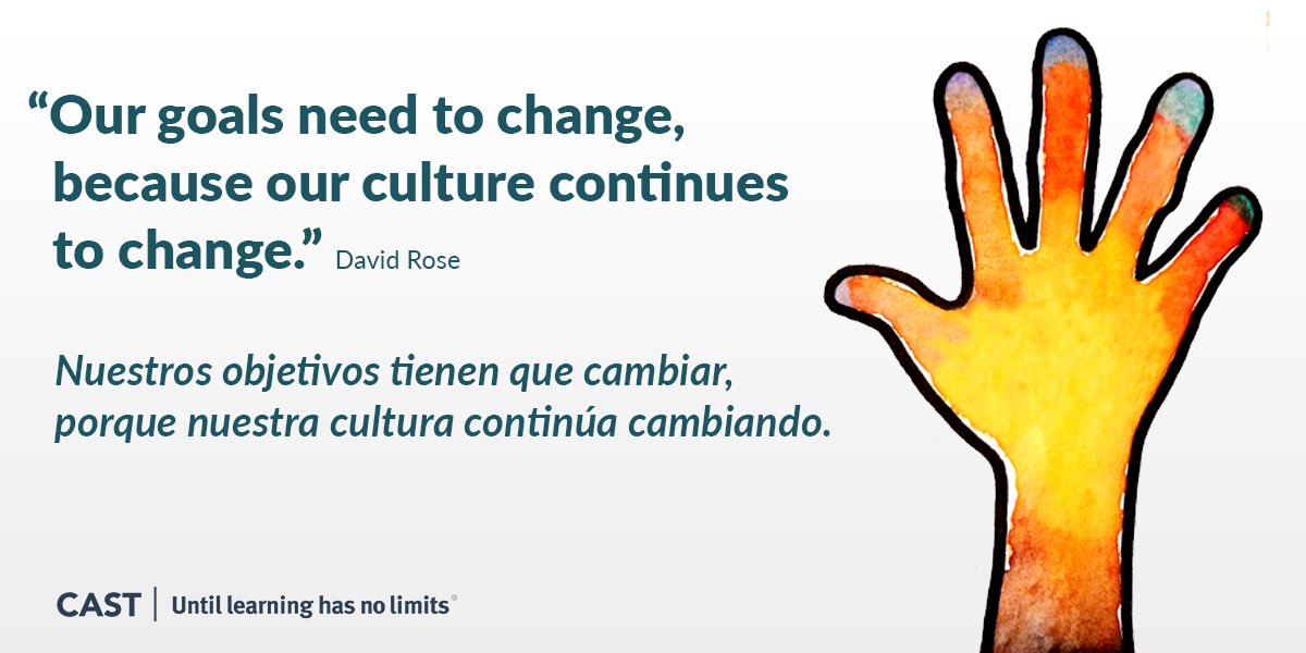 "Our goals need to change, because our culture continues to change."
— David Rose, co-founder of CAST
"Nuestros objetivos tienen que cambiar, porque nuestra cultura continúa cambiando."
Learn more about how we're changing the world at cast.org