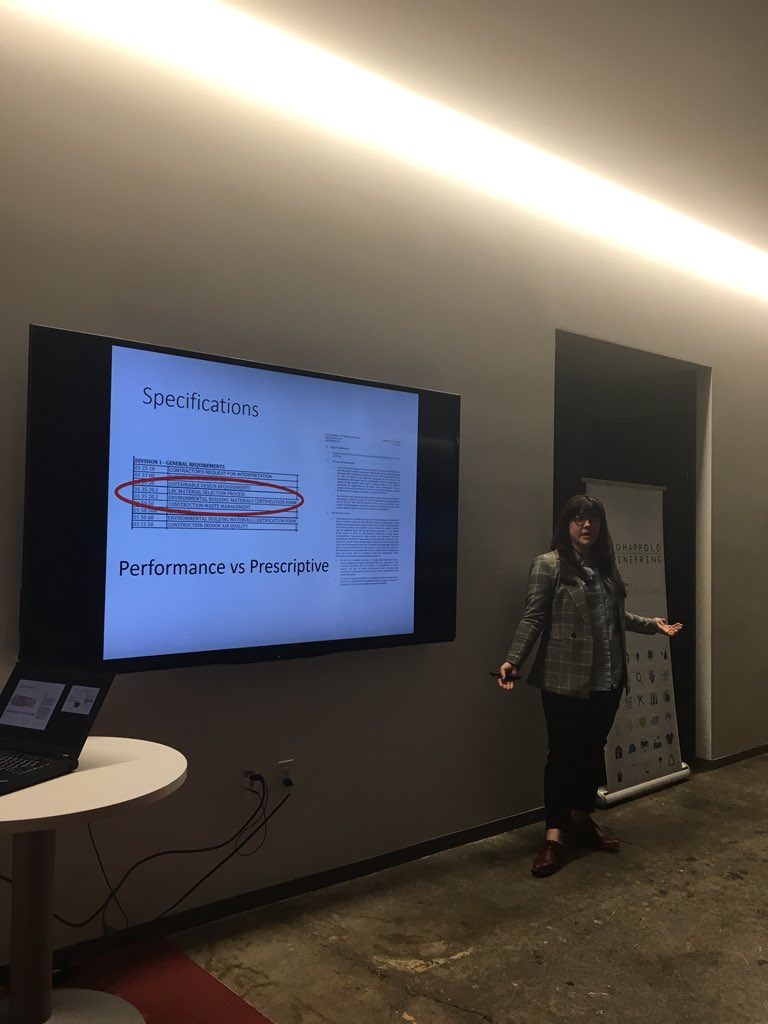 where the rubber meets the road #performance vs #prescriptive @ladybuckmaster @livingbldgla Jessie on letting #performancedrivedesign #healthybuildings #redlistfree #lbc