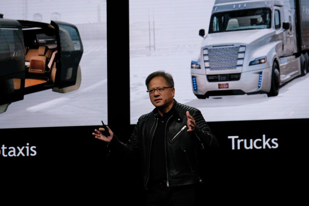 TechCrunch's tweet photo. Nvidia CEO Jensen Huang clarifies Uber is not using its Drive platform https://t.co/RKtK3gLVV0 by @etherington https://t.co/b3PriXBDJ4