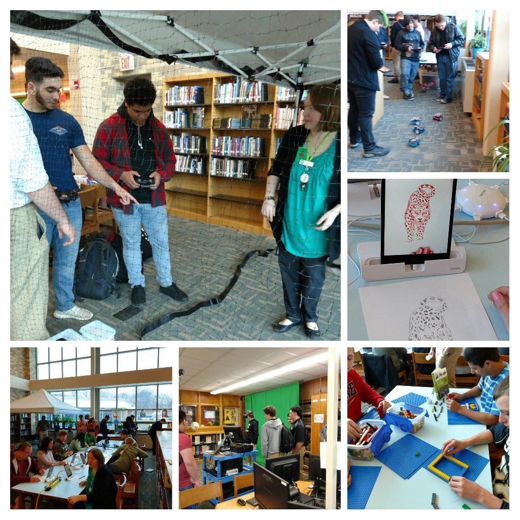 MadelynHaussner's tweet photo. Where: @SachemHSNorth Library
What: @sachemlibrary Superstar🌟 Librarians, support staff &amp; "Studio Tour" makerspace toys
Why: Makerspaces create environment that nurtures culture of making
Students:"When we finish this assignment, can we please go and create/play?" #partnership https://t.co/cPAqwXGyOe