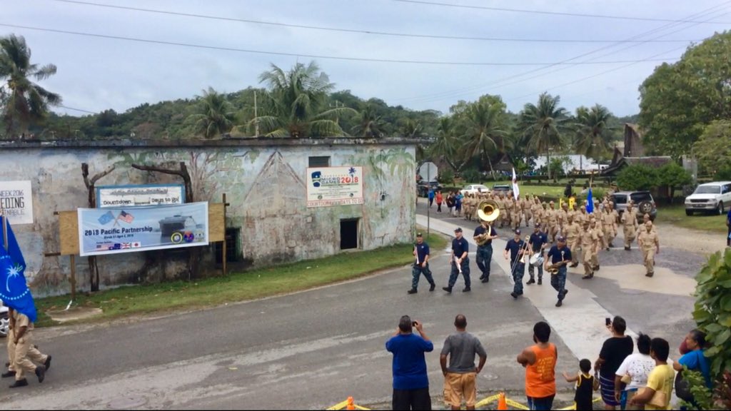 YapStateGovNews's tweet photo. #CurrentlyInYapState

#PacificPartnership2018 joins College of Micronesia – FSM Yap Campus &amp; FSM-FMI Campus in Colonia parade, beginning the college's 25th anniversary celebration in #YapState

#YapFSM #PacificPartnership #COMFSM #FSMicronesia https://t.co/Ojnp7hkra1