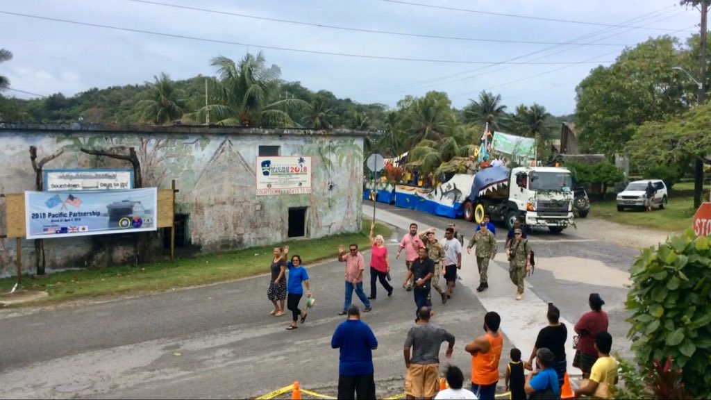 YapStateGovNews's tweet photo. #CurrentlyInYapState

#PacificPartnership2018 joins College of Micronesia – FSM Yap Campus &amp; FSM-FMI Campus in Colonia parade, beginning the college's 25th anniversary celebration in #YapState

#YapFSM #PacificPartnership #COMFSM #FSMicronesia https://t.co/Ojnp7hkra1