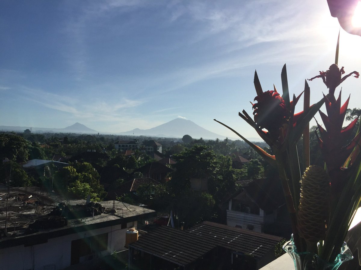 My breakfast companion this morning as I get ready to visit a women’s cooperative and learn about empowerment Bali style. #agung #girleffect #selematpagi