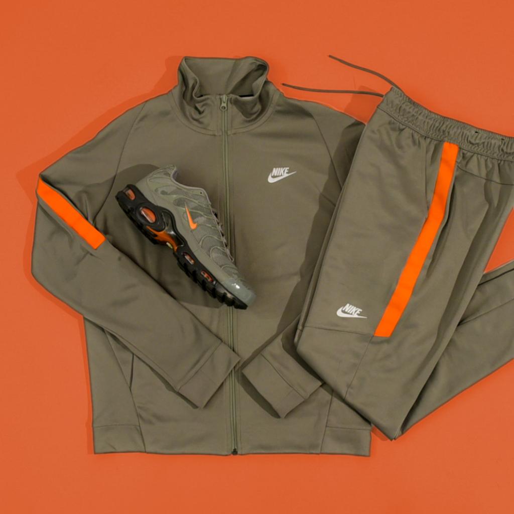 nike tracksuit orange and grey