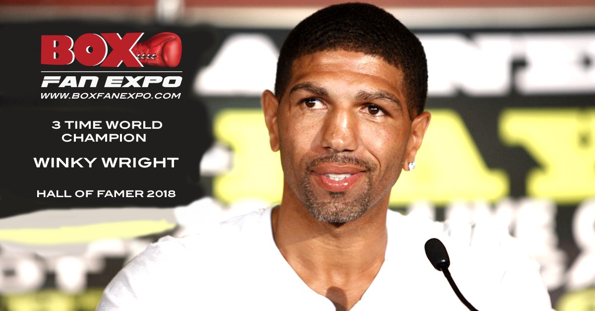 BoxFanExpo's tweet photo. In case you missed it, we're excited to share that hall of famer &amp; 3-time world champ Winky Wright (@RealWinkyWright) will be attending the 4th edition of the #BoxFanExpo on May 5th! Feel free to share the news: https://t.co/G6UGyKeLjD   #CaneloGGG2 https://t.co/GSaLkEgbAE