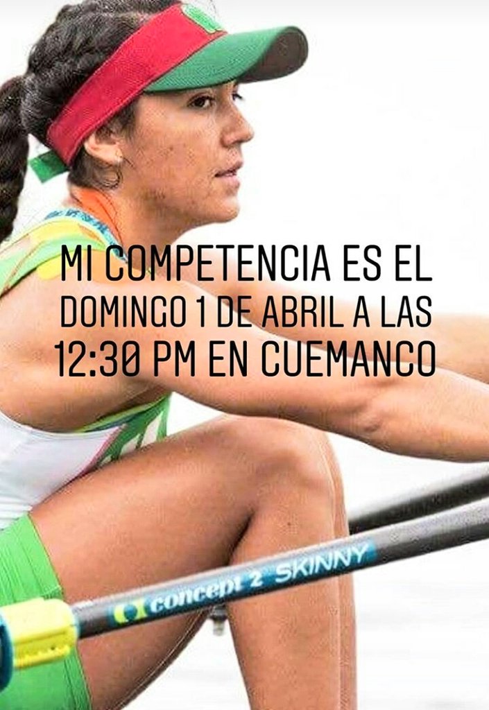 psicurquidez's tweet photo. ACOMPÁÑEN A @kenialechuga AL CAMPEONATO NACIONAL DE REMO 2018 | Su competencia será este DOMINGO 1 ABRIL A LAS 12:30 HRS EN CUEMANCO ⬇🏅❤ |#TodosConKeniaLechuga @RemandoY @laurenporros @nferx https://t.co/t0gY6Apt7r