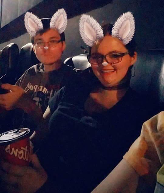 Me and my boyfriend at the movies last week .