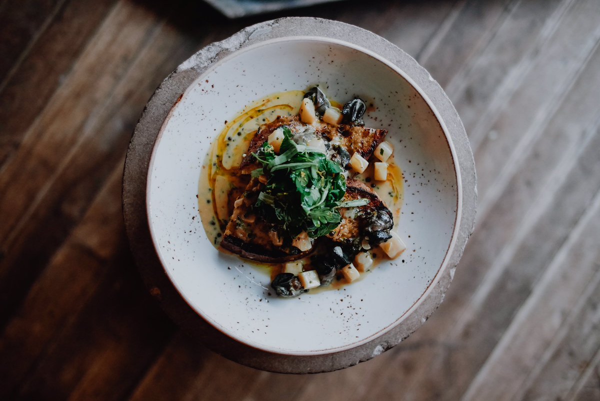 Have you ever tried Escargot? Here's your chance. Served on grilled sourdough with root vegetables, cream sauce, green peppercorn.