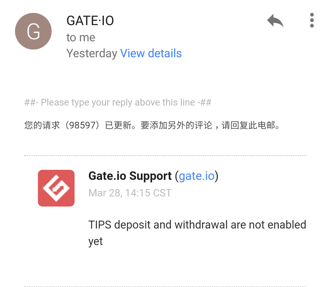 CoinBazaarINDIA's tweet photo. @FedoraTipscoin Gate response regarding TIPS Deposit &amp; Withdrawal https://t.co/4Jo4ZCvvSq