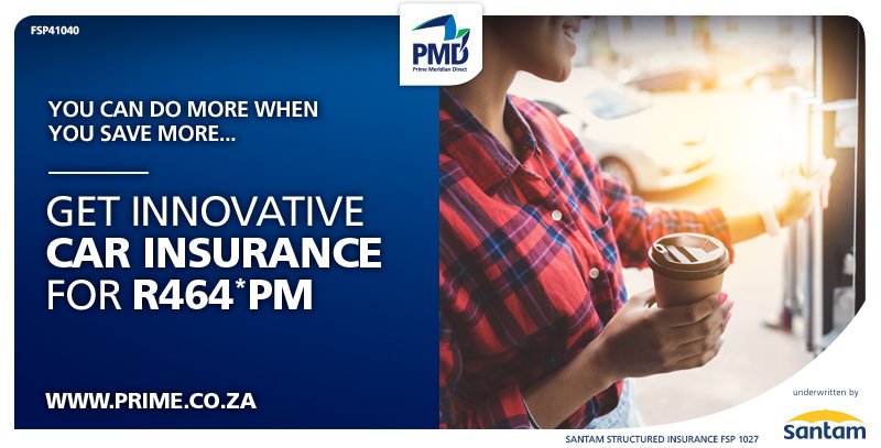 You can do more when you save more. Get car insurance from PMD from only R464*pm.
*Ts&amp;Cs apply bit.ly/2qpWHIc

Enjoy the simple things in life.

PMD, Fixed premiums for Life!
prime.co.za