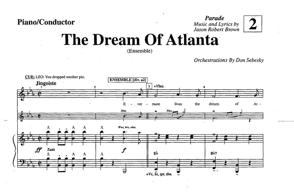 crikeyitsamikey's tweet photo. Ok so I made a beautiful Jason Robert Brown discovery. In the score for PARADE, the tempo marking for "The Dream of Atlanta" is "Jingoiste" (root word: jingo/jingoist, aka intense pro-war nationalism)
IS THAT NOT THE MOST GENIUS THING YOU'VE EVER SEEN?!?!?!? UGH https://t.co/q1n2HTXv28
