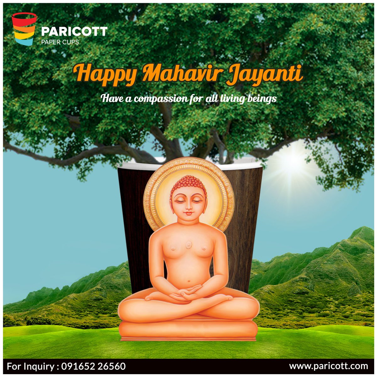 ParicottIndia's tweet photo. Let's Pray for peace and harmony for all the humankind on this auspicious day. #HappyMahavirJayanti
#MahavirJayanti #Paricott #PaperCups https://t.co/XmsnAQUHha