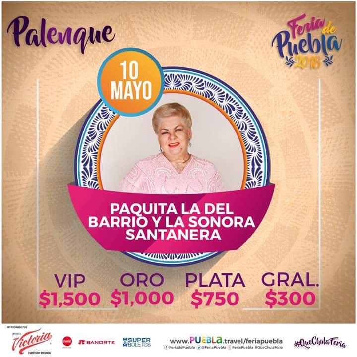 paquitaoficialb's tweet photo. @DFeriamx nos vemos en el Palenque de la feria de Puebla @paquitaoficialb el 10 de mayo para celebrar a todas las jefecitas https://t.co/u7ylcMjqUX