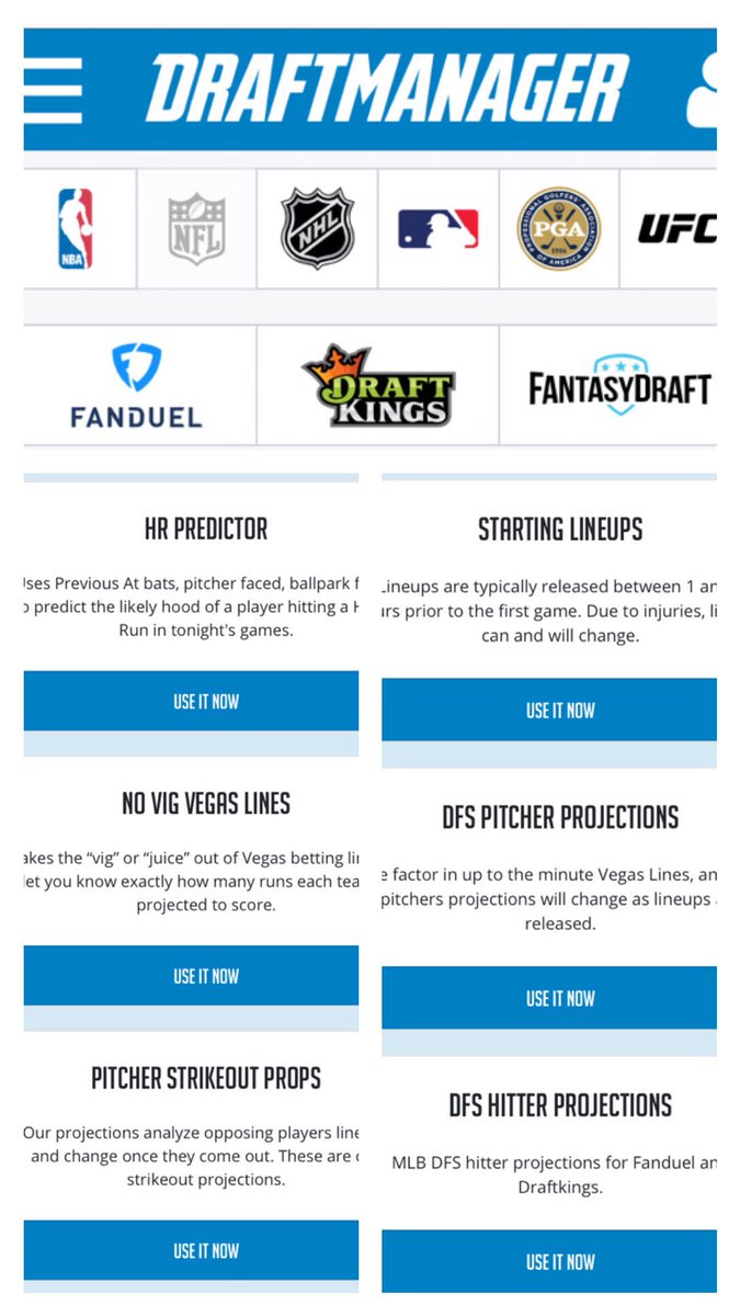 ForwardMile's tweet photo. What do you get when you subscribe to a @forwardmilemlb ❌ @draft_manager combo package? 

⚾️ Lineup Optimizer 
⚾️ HR Projections 
⚾️ Pitcher Strikeout Props 
⚾️ Hitter/Pitcher Projections 
⚾️ Daily #DFS articles 

🔥 and much more!

👉Go to https://t.co/oSMBqTB16G https://t.co/pjTideyPPq