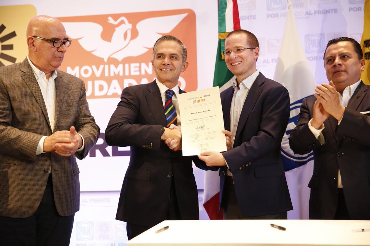RicardoAnayaC's tweet photo. Hoy, @ManceraMiguelMX se suma como Coordinador Nacional del Proyecto de Gobierno de Coalición de #PorMéxicoAlFrente. El Frente se fortalece con un hombre capaz y comprometido con el desarrollo del país, que ha dado buenos resultados a los ciudadanos. ¡Bienvenido! https://t.co/pHymJ6Be16