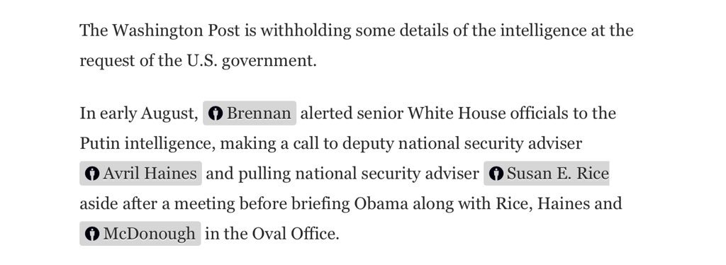  #Flashback “..Officials described the president’s reaction as grave.” Obama “was deeply concerned and wanted as much information as fast as possible,” a former official said. “He wanted the entire intelligence community all over this.”  https://www.washingtonpost.com/graphics/2017/world/national-security/obama-putin-election-hacking/?utm_term=.8cdcf81867f6