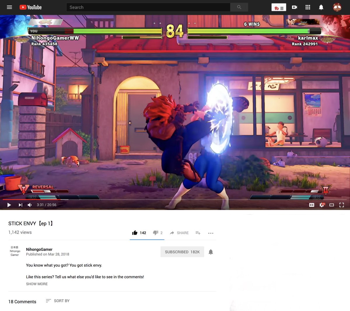 anthonyknight's tweet photo. Fun times getting my ass beat in Street fighter V on @NihongoGamer 's new show! STICK ENVY【ep 1】 https://t.co/24vaGymiGn #streetfighterv #Streetfighter https://t.co/gDkbvPpEk6