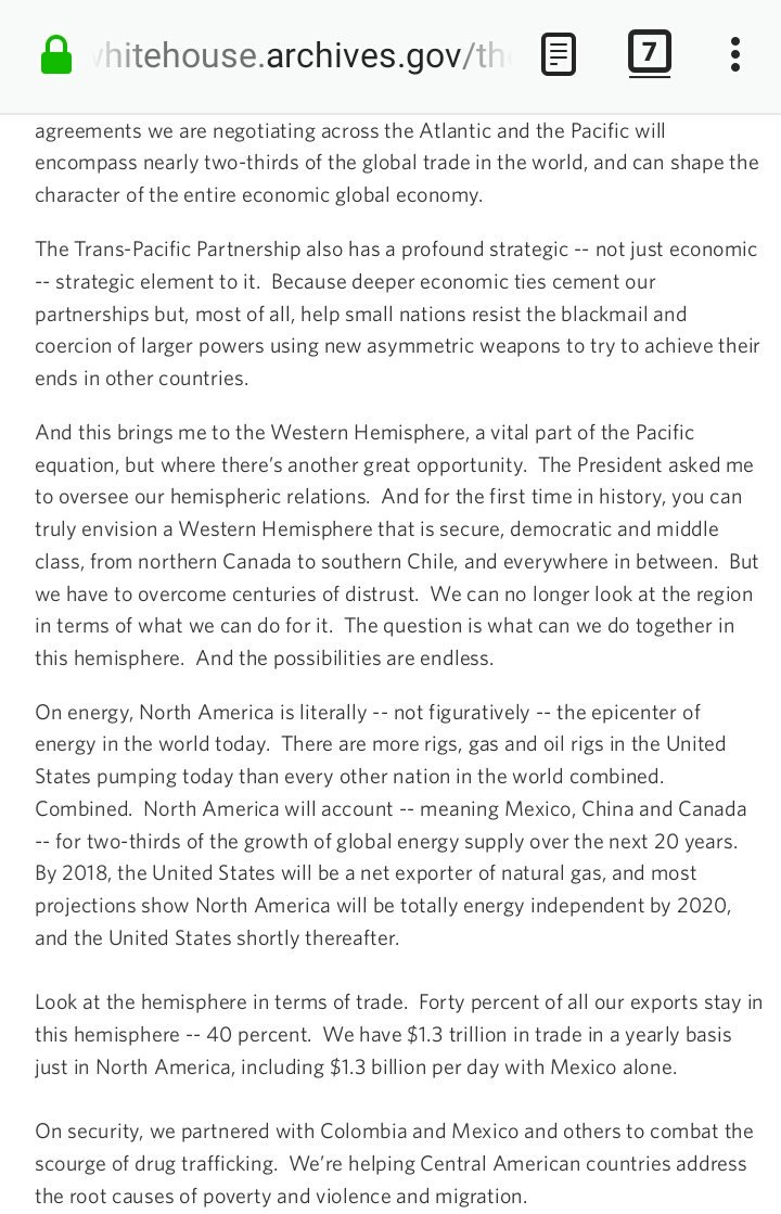 MAGAlbatross's tweet photo. Biden/China coincidence 
White House speech for the then VP #CreepyJoeBiden where he said China was part of North America. https://t.co/nFahZOUeEM