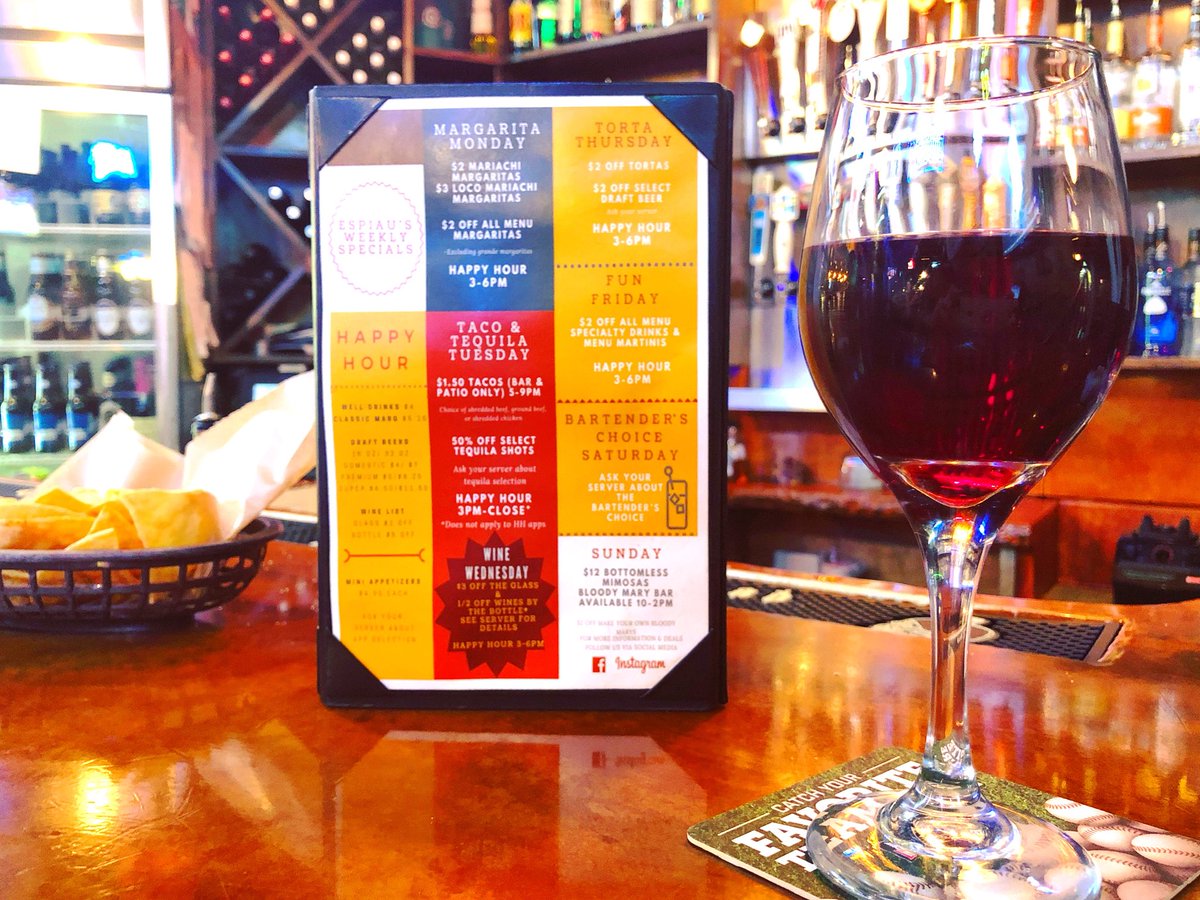 ClrmtVillage's tweet photo. We are loving #WineWednesday at #EspiausRestaurant!👌🍷$3 off #glasses of wine + 50% off bottles!🍾Looking forward to checking out their other weekly specials!😋Cheers to our bartender Allison for being we so great!❤️ #Espiaus #Claremont #ThatWineLife! #ClaremontVillage https://t.co/VJMaVoTzRh