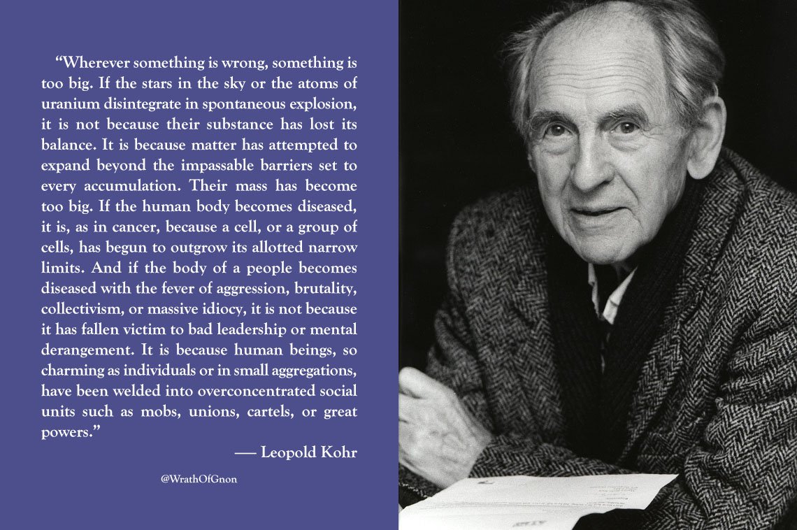 “Wherever something is wrong, something is too big.” — Leopold Kohr