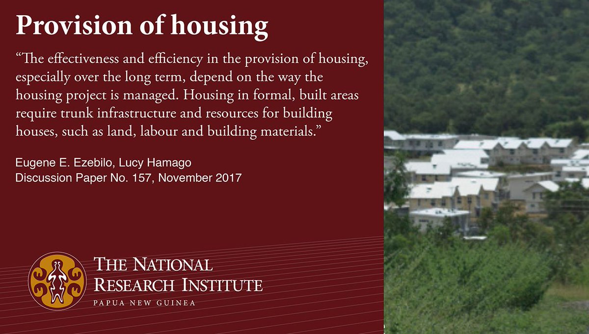 pngnri's tweet photo. Prospects and challenges in private sector provision of #housing in Papua New Guinea @EugeneEzebilo @LHamago @pngnri https://t.co/FRyPzIxOnQ #PNG #property #trunkinfrastructure https://t.co/eqQxBcwZs0
